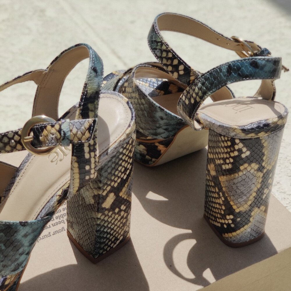 Idore Snake Print Python Platform Leather Sandals… - image 8
